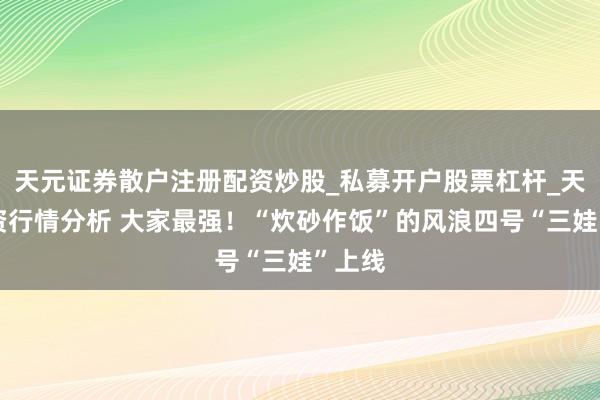 天元证券散户注册配资炒股_私募开户股票杠杆_天元融资行情分析 大家最强!“炊砂作饭”的风浪四号“三娃”上线