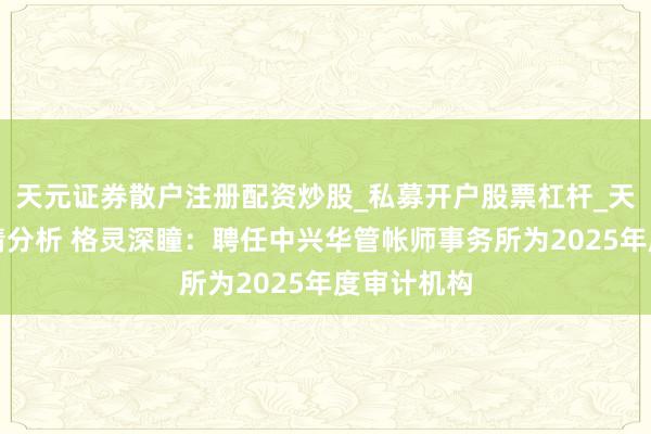 天元证券散户注册配资炒股_私募开户股票杠杆_天元融资行情分析 格灵深瞳：聘任中兴华管帐师事务所为2025年度审计机构