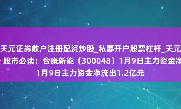 天元证券散户注册配资炒股_私募开户股票杠杆_天元融资行情分析 股市必读:合康新能(300048)1月9日主力资金净流出1.2亿元