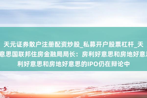 天元证券散户注册配资炒股_私募开户股票杠杆_天元融资行情分析 好意思国联邦住房金融局局长：房利好意思和房地好意思的IPO仍在辩论中