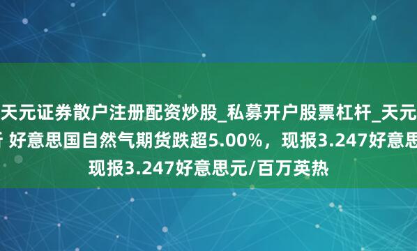天元证券散户注册配资炒股_私募开户股票杠杆_天元融资行情分析 好意思国自然气期货跌超5.00%，现报3.247好意思元/百万英热